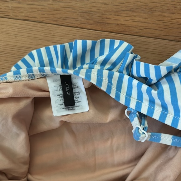 J. Crew | Ruffle | Plunging One-Piece Swimsuit | Light Blue Striped | size 2 - Picture 6 of 8
